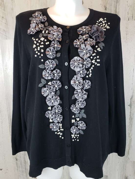 CJ Banks Sweaters - CJ Banks Black Knit Cardigan Size 2X